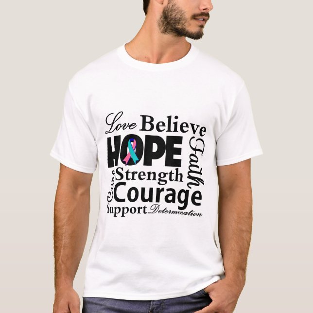 Camiseta Colagem da Esperança com o Cancer da Tiroide (Frente)