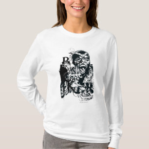 Camiseta Colagem da mão preta e do crânio