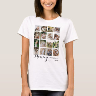Camiseta Colagem de 16 Fotos de Mamãe Lembrança