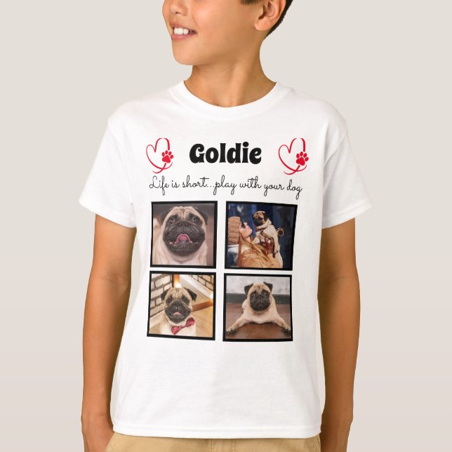 Camiseta Colagem de 4 cães fotográficos - memória personali (Frente)