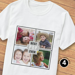 Camiseta Colagem de 4 Fotos Personalizada Cinza Melhor Pop
