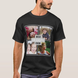 Camiseta Colagem de 4 Fotos Personalizada Melhor Avô de Tod