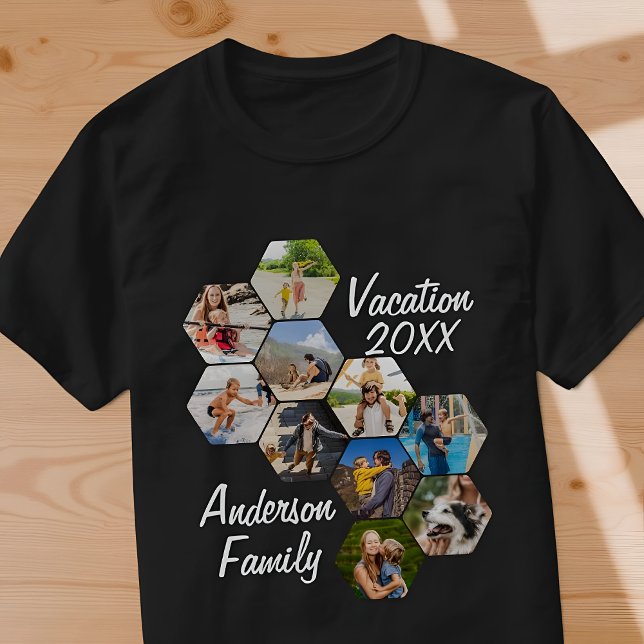 Camiseta Colagem de 9 Imagens Personalizadas Diversão Moder (Criador carregado)
