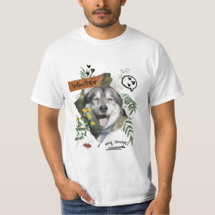 Camiseta Colagem de animais de companhia e flores escalável