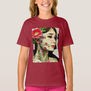 Camiseta Colagem de Arte Mulher Bonita  