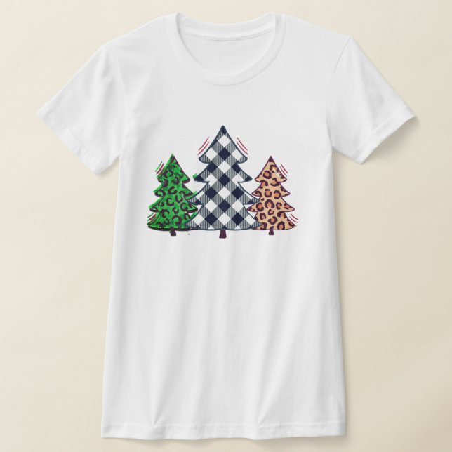 Camiseta Colagem de Árvores de Natal Festivas Clássicas (Postura )