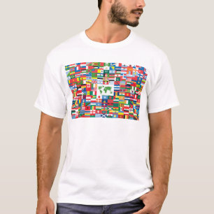 Camiseta Colagem de bandeiras de país do mundo inteiro