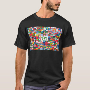 Camiseta Colagem de bandeiras de país do mundo inteiro