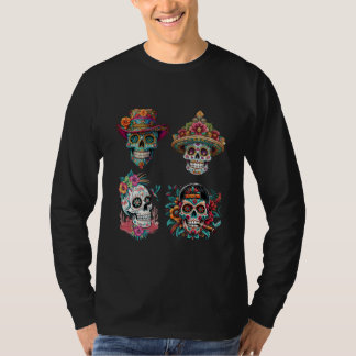 Camiseta Colagem de Caveira de Açúcar Dia dos Mortos