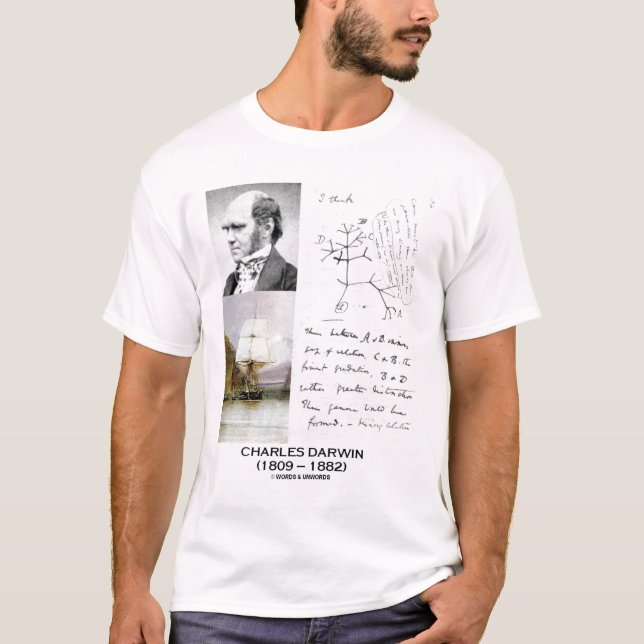 Camiseta Colagem de Charles Darwin (Frente)