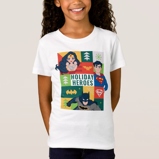 Camiseta Colagem de Feriados da Liga da Justiça (Frente)