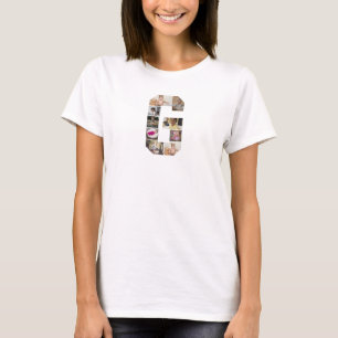Camiseta Colagem de Fotografias com design Letra G