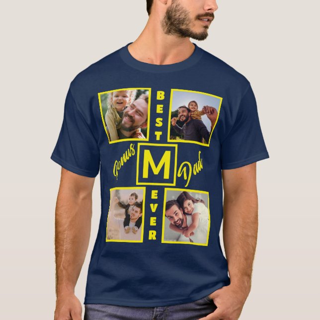 Camiseta Colagem de Fotografias com Pai de Bônus Moderno Pe (Frente)