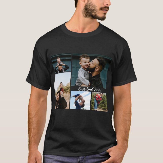 Camiseta Colagem de Fotografias de Dia de os pais Personali (Frente)