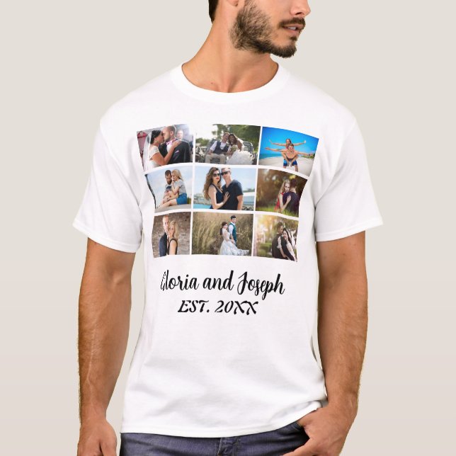 Camiseta Colagem de Fotografias do Aniversário de Casamento (Frente)