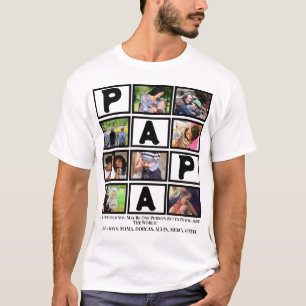 Camiseta Colagem de Fotografias do Dia de os pais Papa 9 do