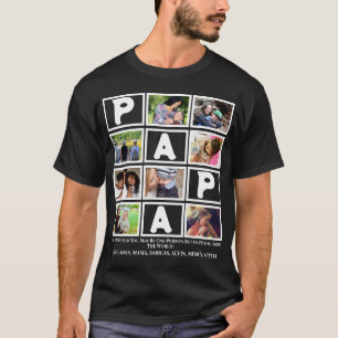 Camiseta Colagem de Fotografias do Dia de os pais Papa 9 do