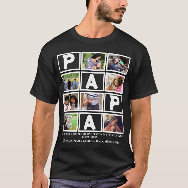 Camiseta Colagem de Fotografias do Dia de os pais Papa 9 do (Frente)