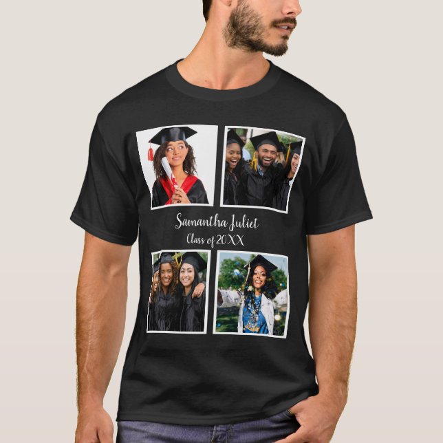 Camiseta Colagem de Fotografias do Formando 4 de Nome Perso (Frente)