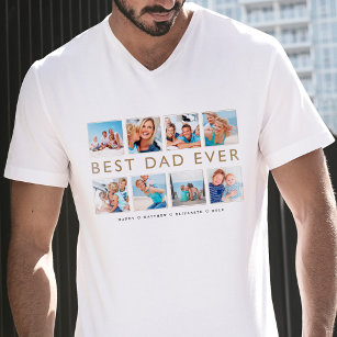 Camiseta Colagem de Fotografias do Melhor Pai Personalizado