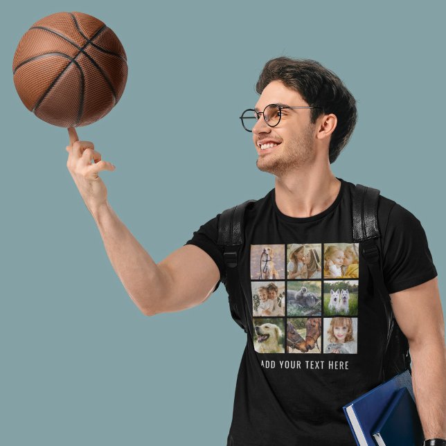 Camiseta Colagem de Fotografias do Nome Personalizado 9 (Criador carregado)