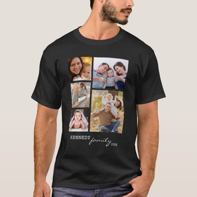 Camiseta Colagem de Fotografias Personalizada 5 Preto (Frente)