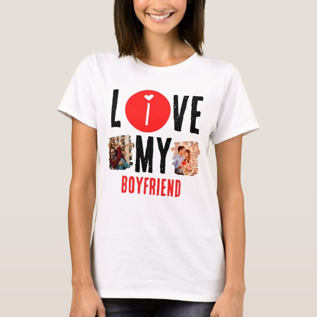 Camiseta Colagem de Fotografias Personalizada Única 2 Adoro (Frente)