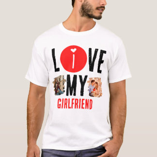 Camiseta Colagem de Fotografias Personalizada Única 2 Adoro
