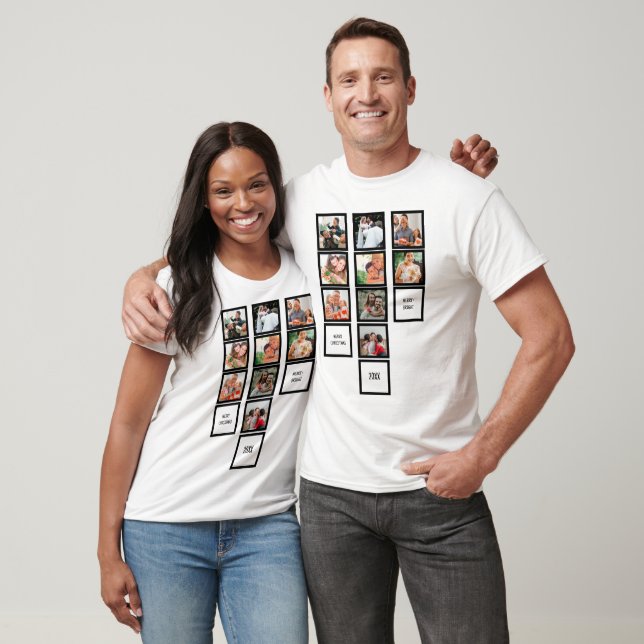 Camiseta Colagem de Fotografias Personalizadas do Natal 9 (Unissex)