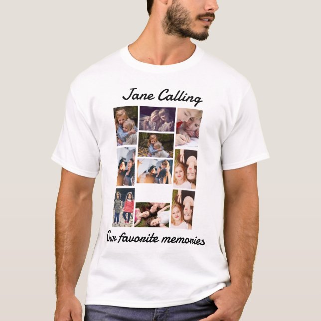 Camiseta Colagem de Fotos 10 Amigos Modernos Personalizados (Frente)