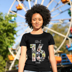 Camiseta Colagem de Fotos 16 White Girly Sweet de Aniversár