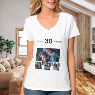 Camiseta Colagem de fotos com nome de aniversário
