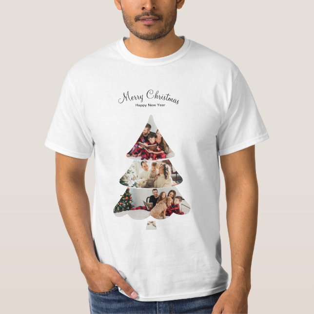 Camiseta Colagem de Fotos da Árvore de Natal Moderna Criati (Frente)