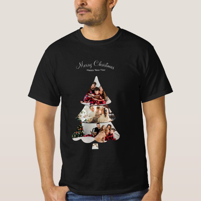Camiseta Colagem de Fotos da Árvore de Natal Moderna Criati (Frente)