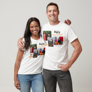 Camiseta Colagem de Fotos da Família Halloween Boo Spooky