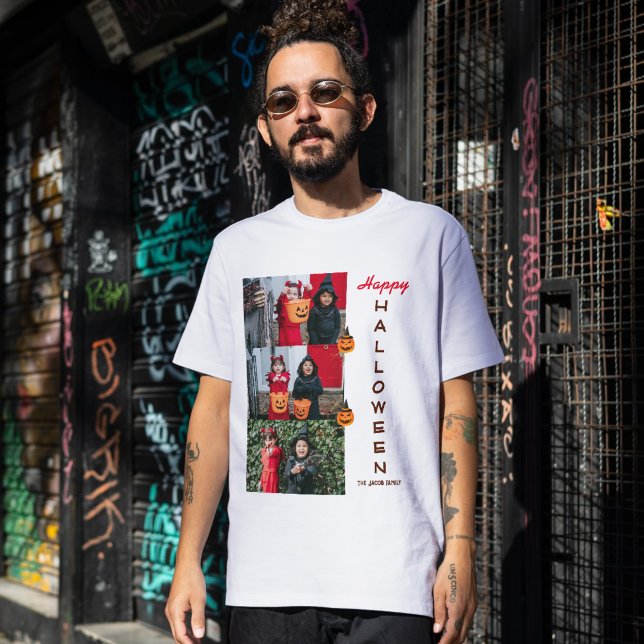 Camiseta Colagem de Fotos da Família Moderna de Halloween S (Criador carregado)