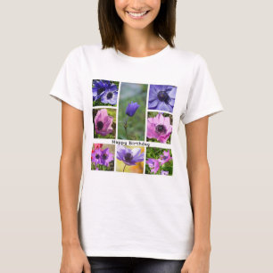 Camiseta Colagem de Fotos de Anemone Feliz Aniversário