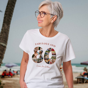 Camiseta Colagem de Fotos de Aniversário de 80 Anos Elegant