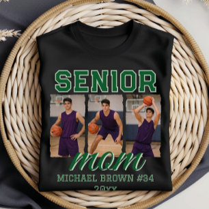 Camiseta Colagem de Fotos de Basquete da Mãe Sênior Nome Pe