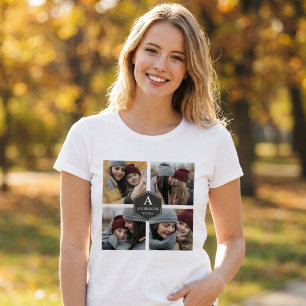 Camiseta Colagem de Fotos de Família 4 Imagens Rústicas