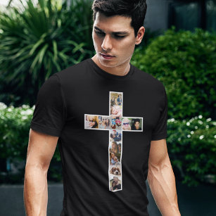 Camiseta Colagem de Fotos de Jesus Cross