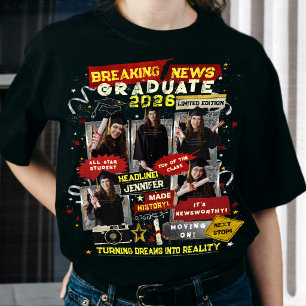 Camiseta Colagem de Fotos de Jornal de Formatura Bootleg Re
