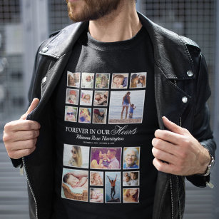Camiseta Colagem de Fotos de Lembrança Funeral