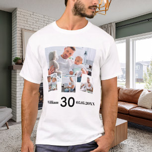 Camiseta Colagem de fotos de nome de aniversário