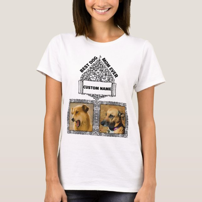 Camiseta Colagem de Fotos de Pet do Cão Personalizado MOM (Frente)
