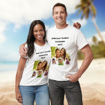 Camiseta Colagem de fotos de viagem de férias da família<br><div class="desc">Faça sua própria colagem de fotos única. Use quatro,  quatro das suas fotos favoritas. Personalizar e adicionar texto,  ano.</div>