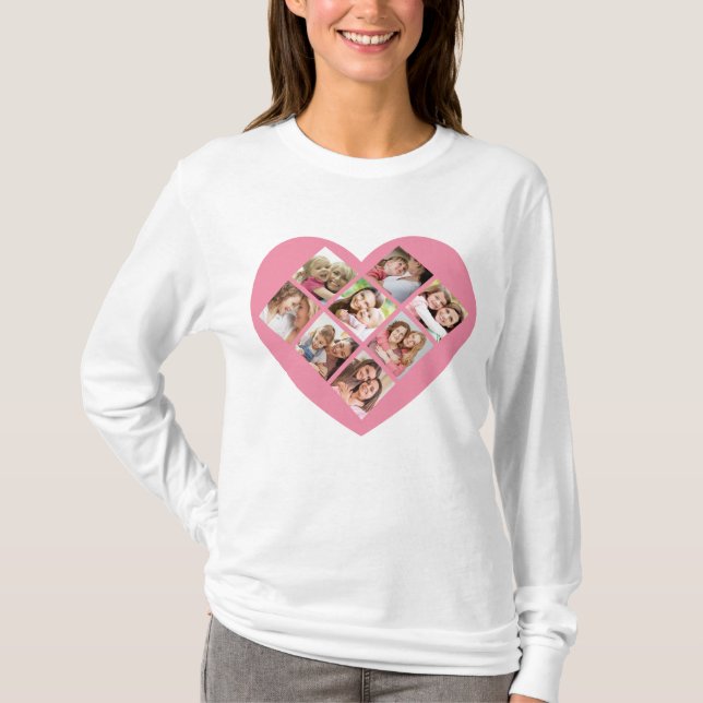 Camiseta Colagem de Fotos do Amor de dia de as mães. (Frente)
