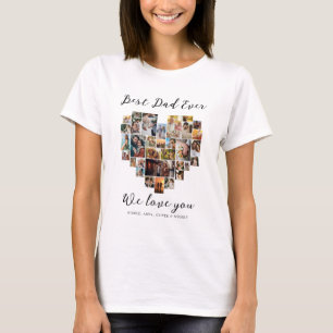 Camiseta Colagem de Fotos do Coração do Melhor Pai Nunca Fe