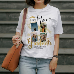 Camiseta Colagem de Fotos do Formando Dourado Orgulha a Gra