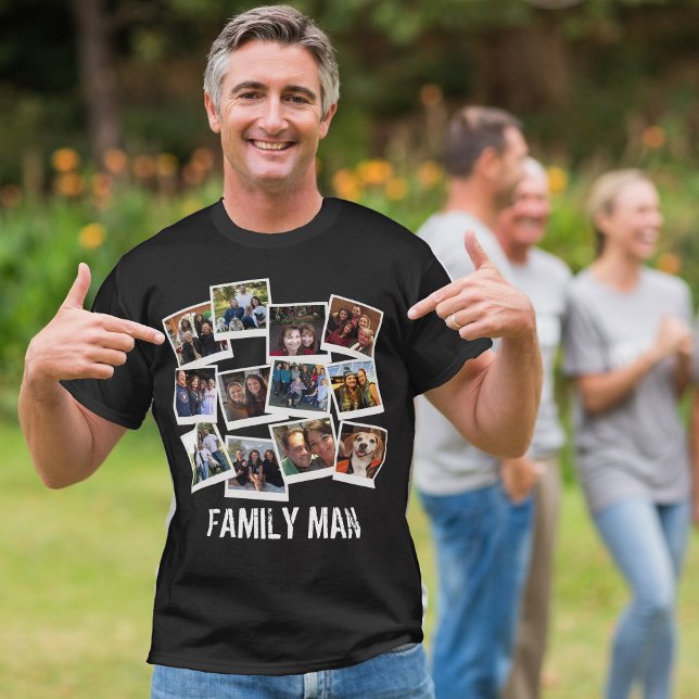 Camiseta Colagem de Fotos do Homem da Família de pais Escur (Criador carregado)